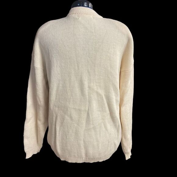 ASHLEY HILL Women’s Front Button Sweater Cardigan Ivory/Cream XL - Picture 3 of 12